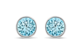 Casablanca Mini Round Crystal Earrings: Aqua