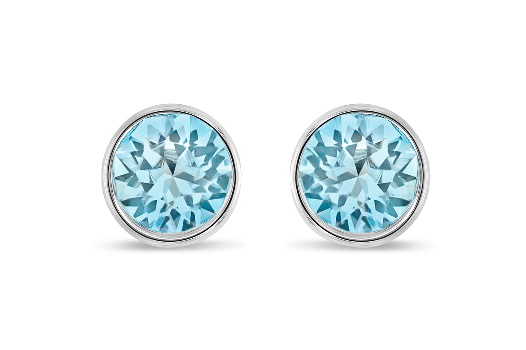 Casablanca Mini Round Crystal Earrings: Aqua