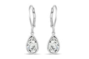 Casablanca Sterling Silver Pear Crystal Drop Earrings: Clear