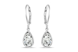 Casablanca Sterling Silver Pear Crystal Drop Earrings: Clear