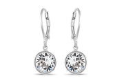 Casablanca Sterling Silver Crystal Drop Earrings: Clear
