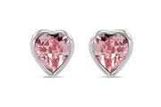 Casablanca Crystal Heart Sterling Silver Stud Earrings: Pink
