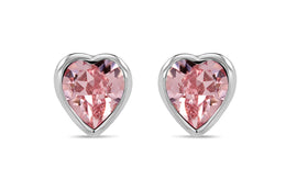 Casablanca Crystal Heart Sterling Silver Stud Earrings: Pink