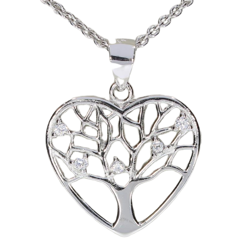 Casablanca Family Tree in Heart Necklace