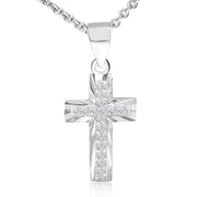 Casablanca Sparkle Cross Sterling Silver Necklace
