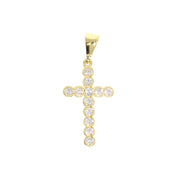Beaded Cross Pendant: Yellow Gold