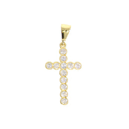 Beaded Cross Pendant: Yellow Gold