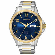 Citizen Men's Quartz Two-Tone Watch: Silver/Blue