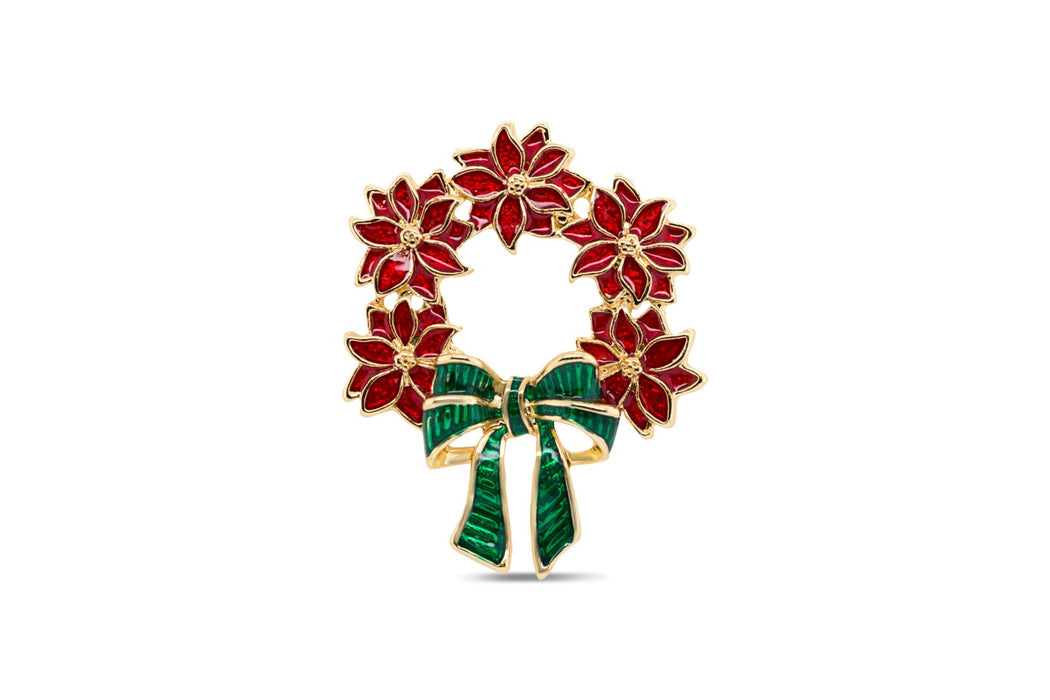 Wreath Brooch: Red & Green