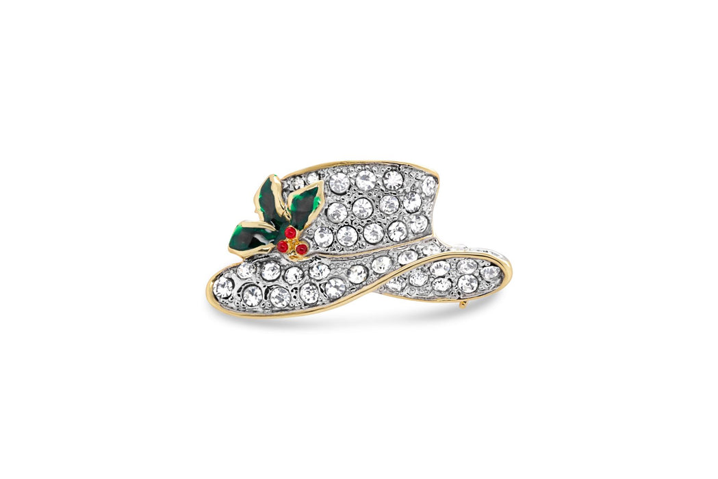 Two Tone Christmas Hat Brooch