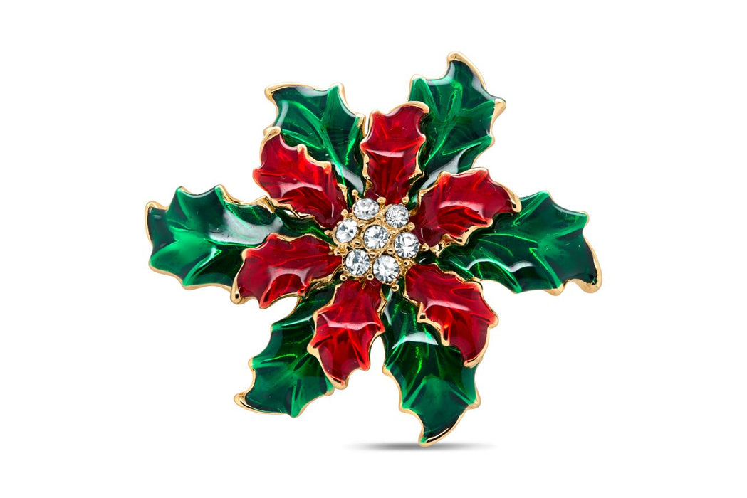 Red Poinsettia Brooch