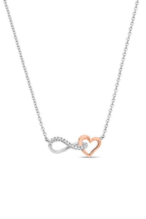 Two Tone Sterling Silver Infinity Heart Necklace