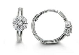 White Gold Children Flower Earrings