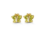 10K Yellow Gold Green Butterfly Earrings
