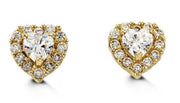 Yellow Gold Children White Heart Earrings