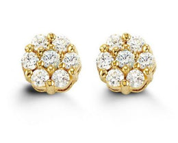 Yellow Gold Children White Flower Earrings