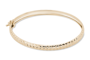 10KT Yellow Gold Diamond Cut Flex Bangle Bracelet