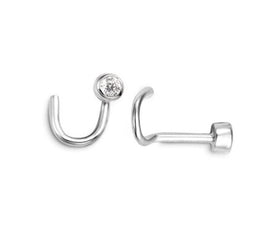 White Gold CZ Nose Ring