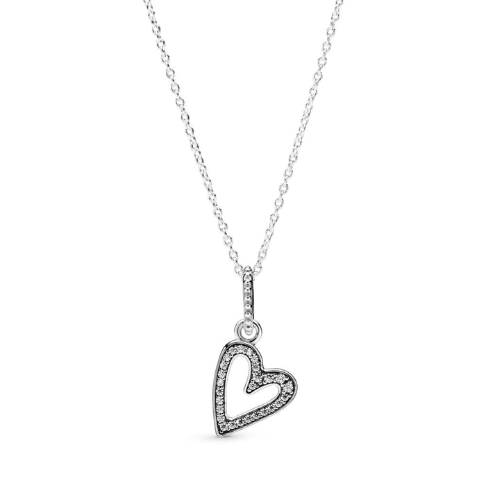 Pandora Sparkling Freehand Heart Necklace