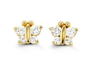 Yellow Gold Children Butterfly Earrings