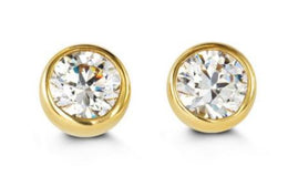 Yellow Gold Children CZ Earrings
