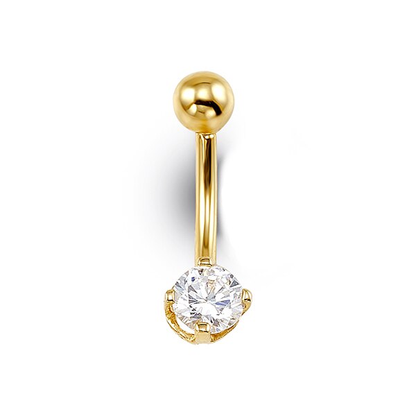 Yellow Gold & CZ Belly Ring