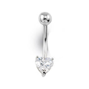White Gold Heart Belly Ring