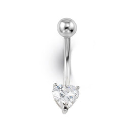 White Gold Heart Belly Ring
