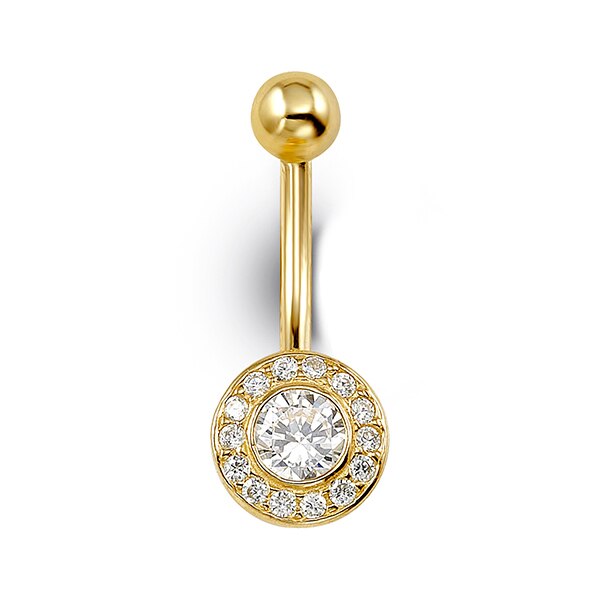 Yellow Gold & CZ Circle Belly Ring