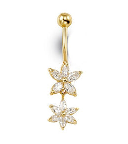 Yellow Gold & CZ Star Belly Ring