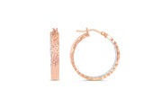 10KT Hammered Rose Gold Round Hoop Earrings