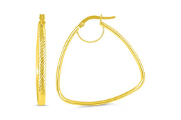 Yellow Gold Triangle Hoop Earrings