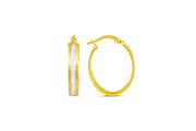 Two-Tone White and Yellow Gold Textured Hoop Earrings