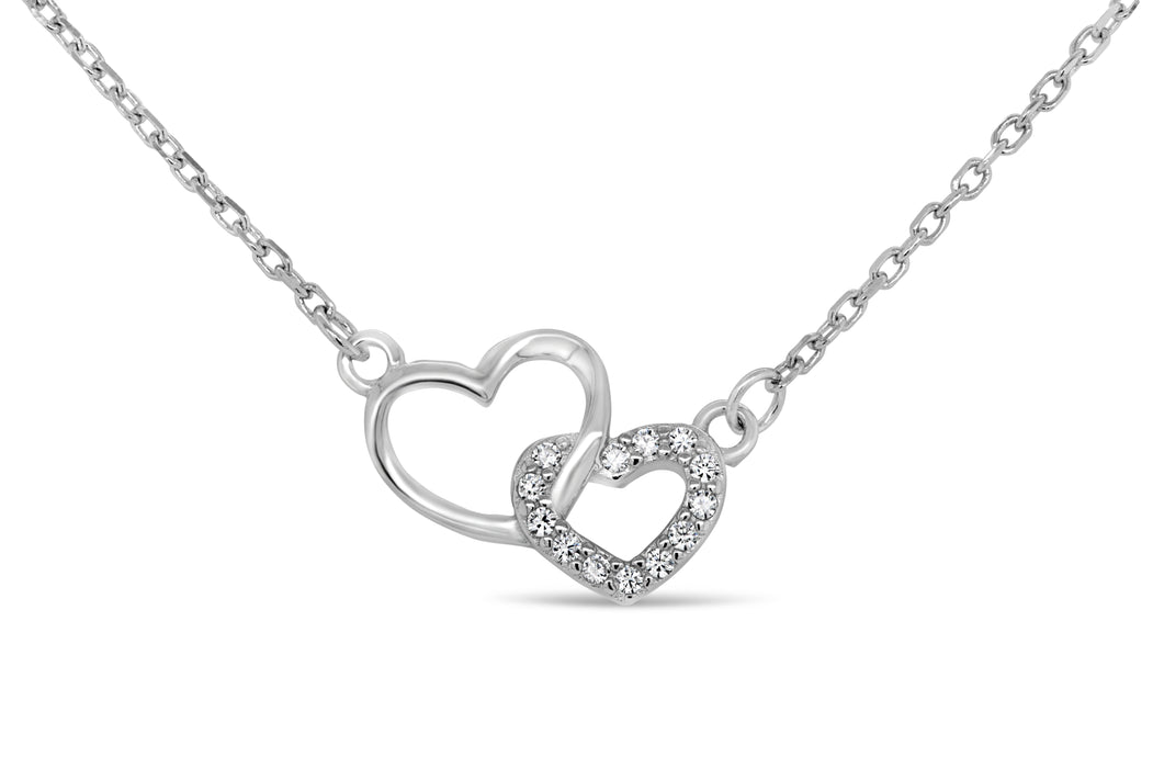 Casablanca Double Heart Sterling Silver Necklace