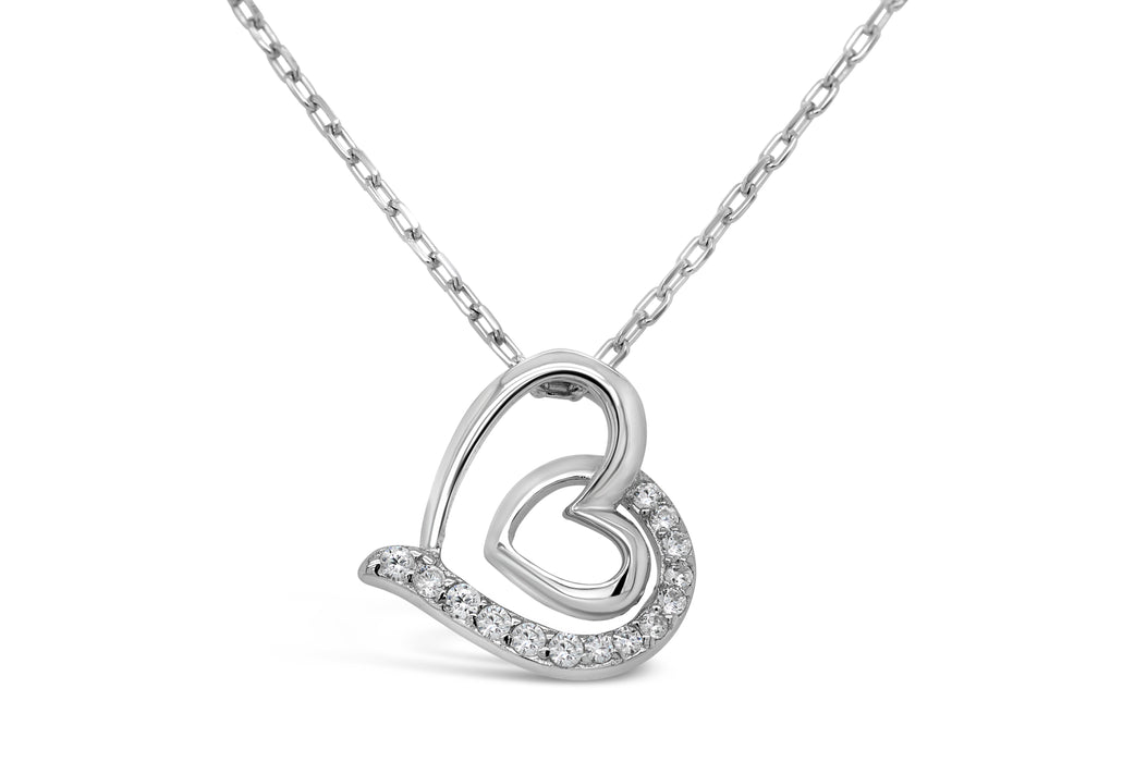 Casablanca Sterling Silver Double Heart Necklace
