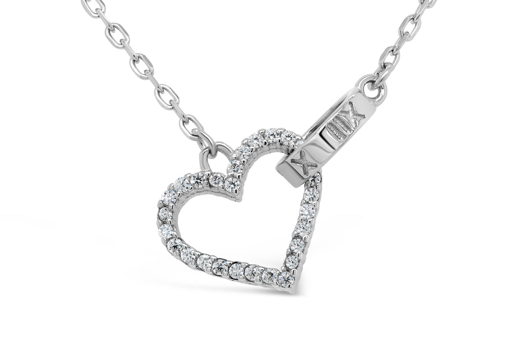 Casablanca CZ Heart Necklace- Sterling Silver