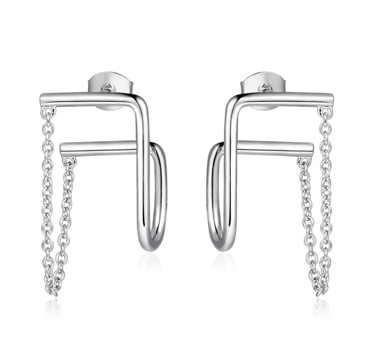 Sterling Silver Chain & Hoop Earrings