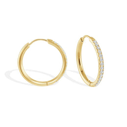 Italgem Stainless Steel Huggie CZ Earrings