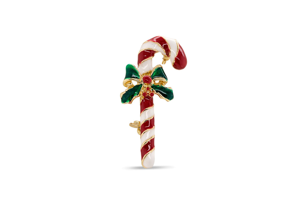 Candy Cane Holly Brooch
