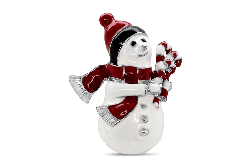 Snowman & Candy Cane Brooch
