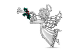Gold Plated Angel & Horn Brooch