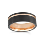 8mm Tungsten Black & Rose Wedding Band
