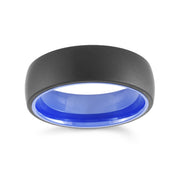 8mm Tungsten Black and Blue Wedding Band