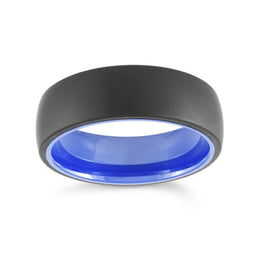 8mm Tungsten Black and Blue Wedding Band