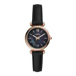 Fossil Carlie Black Leather Ladies Watch