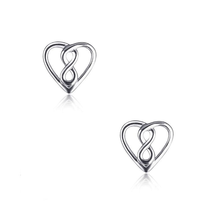 Sterling Silver Infinity Heart Stud Earrings