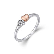 Sterling Silver Two-Tone Double Heart Ring