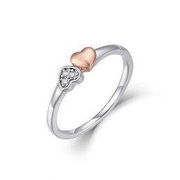 Sterling Silver Two-Tone Double Heart Ring