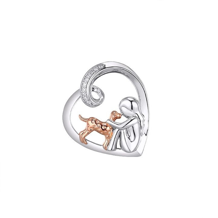 Sterling Silver Two Tone Dog Love Necklace