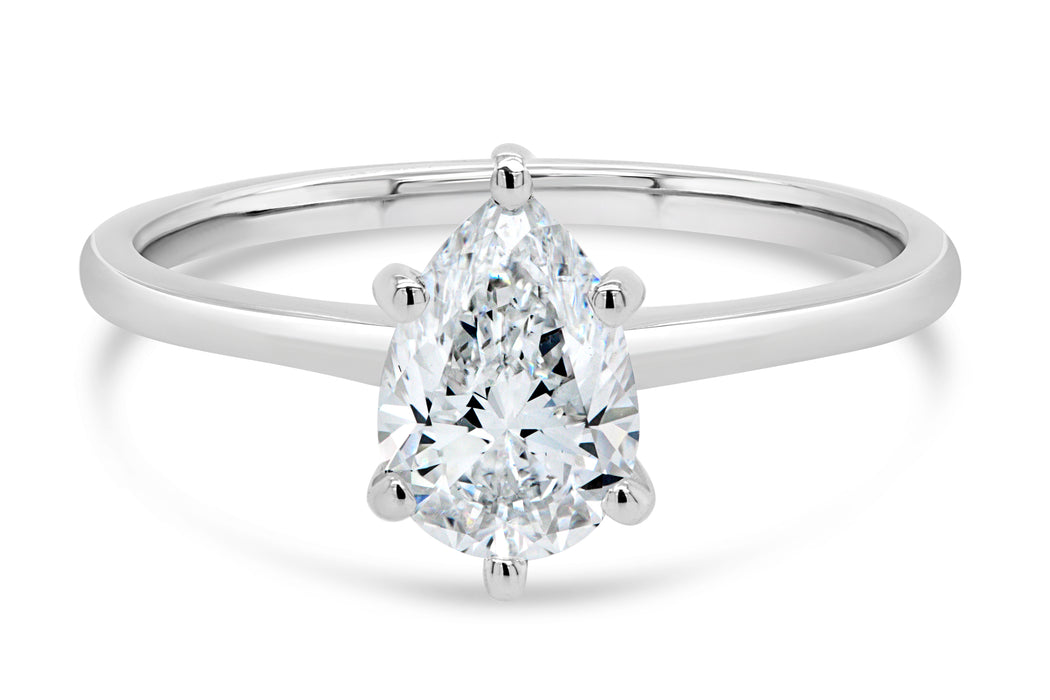 1.00CT Lab Grown Pear Solitaire Ring